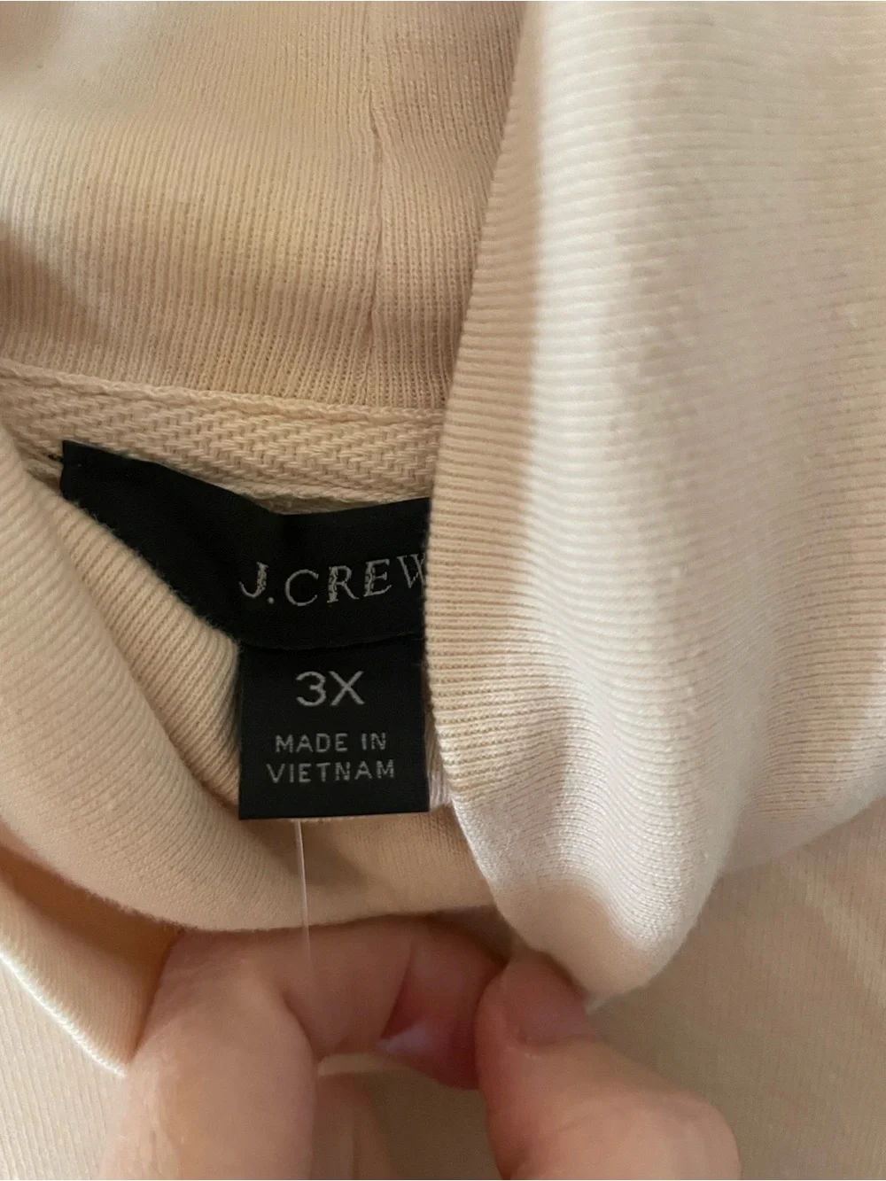 J.Crew Magic Rinse Turtleneck Sweatshirt Size 3X Plus Cream 100% Cotton NWT
